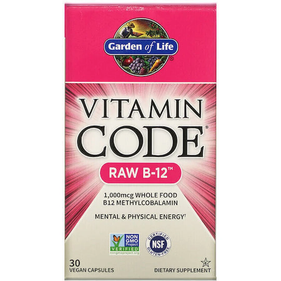 Garden Of Life Vitamin Code Сырой витамин B-12 для здоровья нервной системы 30 растительных капсул: цены и характеристики