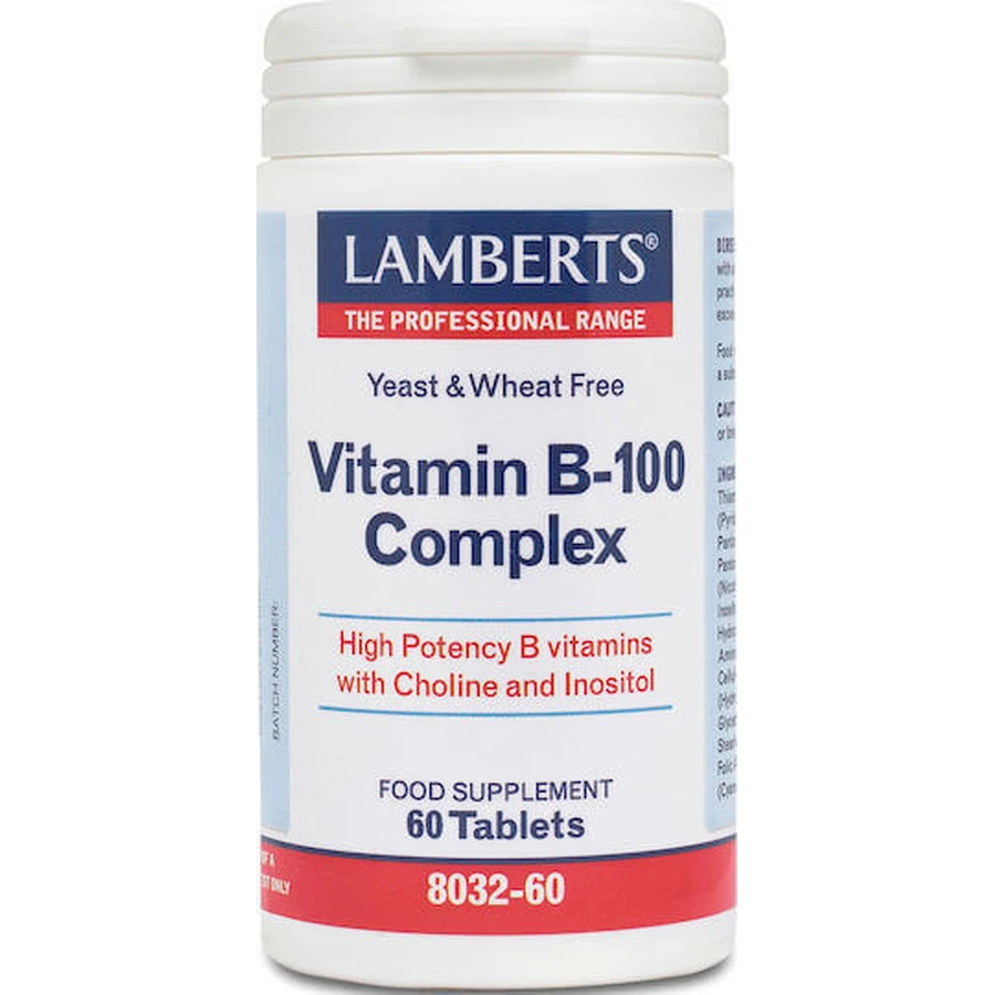 Lamberts Vitamin B-100 Комплексний вітамін для зміцнення енергії, імунітету та нервової системи 100 мг Енергія 60 таблеток: ціни та характеристики