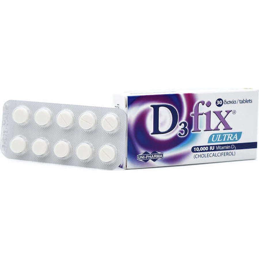 UNI-PHARMA D3 Fix Ultra Вітамін для зміцнення імунної системи та здоров'я яєць 10000iu 30 капс.: ціни та характеристики