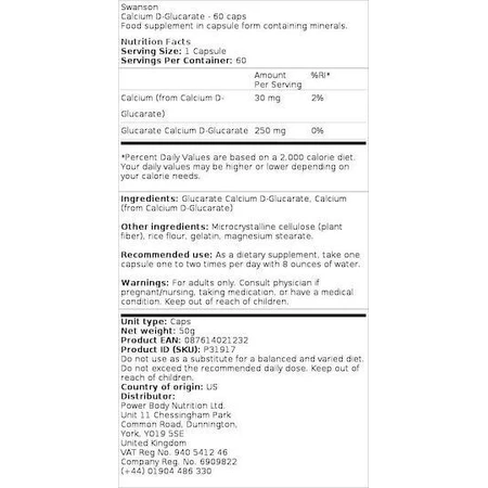 Swanson Кальций D-глицинат цитрат 60 капсул: цены и характеристики