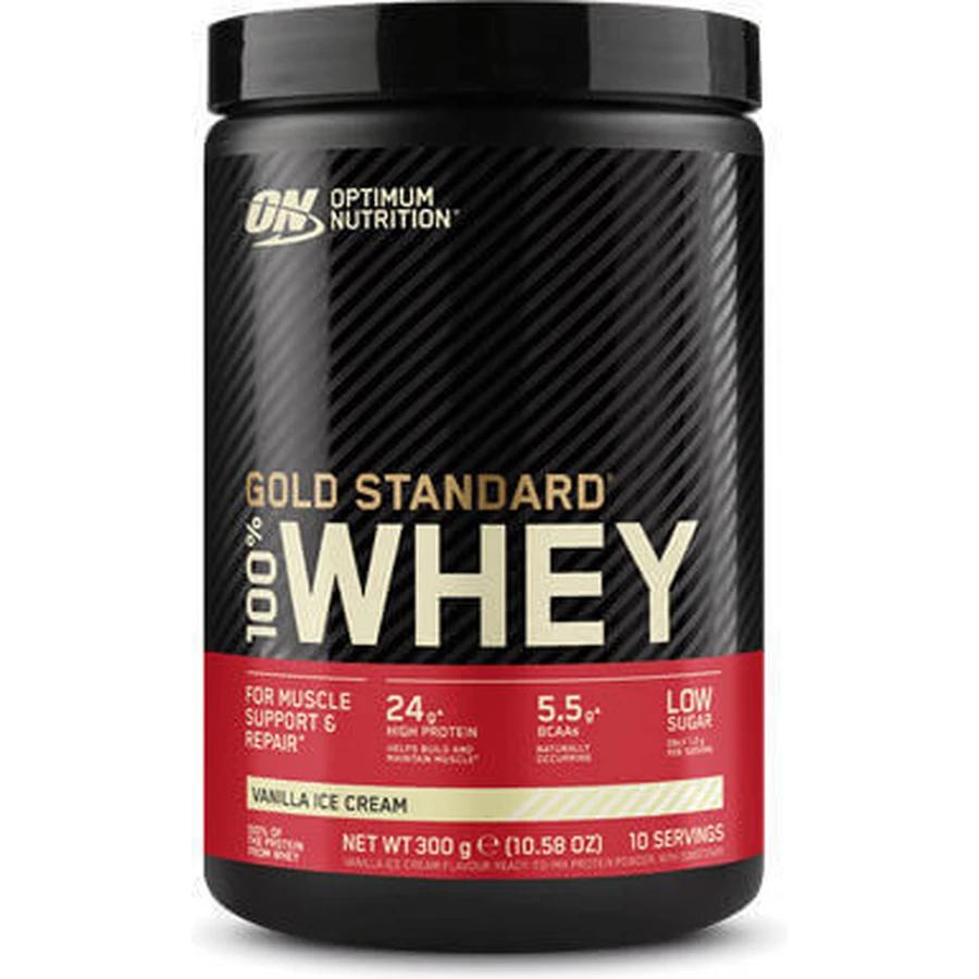 Optimum Nutrition 100% Whey Protein Сироватковий протеїн зі смаком ванільного морозива 300гр: ціни та характеристики