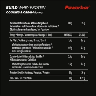 PowerBar Build Whey Protein Сироватковий протеїн Сироватковий протеїн без глютену зі смаком печива та вершків 550гр