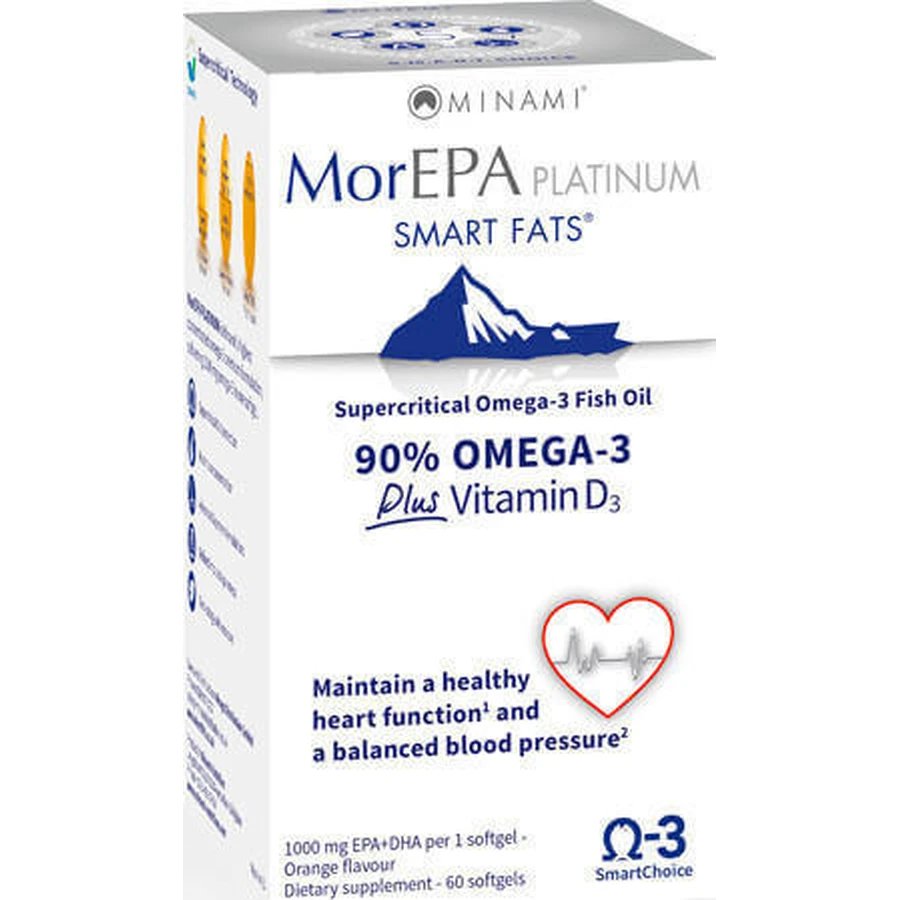 Риб'ячий жир Minami MorEPA Platinum & Vitamin D3 60 м'яких гелів без смаку: ціни та характеристики