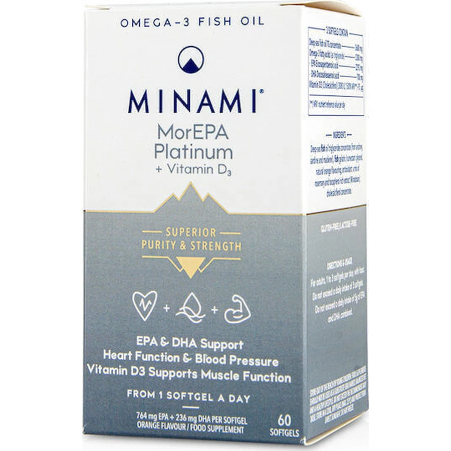 Риб'ячий жир Minami MorEPA Platinum & Vitamin D3 60 м'яких гелів без смаку: ціни та характеристики