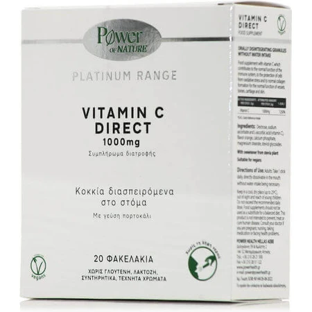 Power Of Nature Platinum Range Платиновый ряд Витамин С Прямой витамин для укрепления иммунитета, кожи и антиоксидантного действия 1000 мг Апельсин 20 саше: цены и характеристики