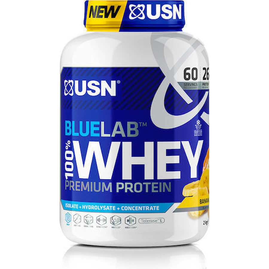 USN BlueLab 100% Whey Преміальний сироватковий протеїн зі смаком банана 2 кг: ціни та характеристики