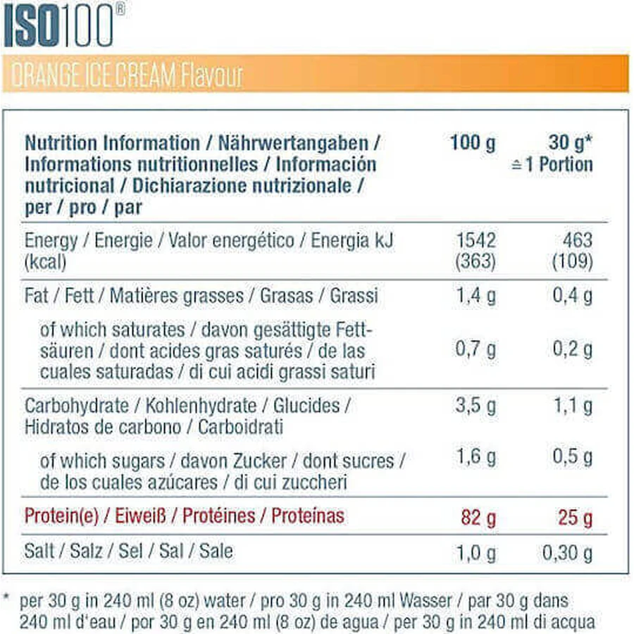 Dymatize ISO 100 Гідролізований сироватковий протеїн без глютену зі смаком апельсинового морозива 2,264 кг: ціни та характеристики