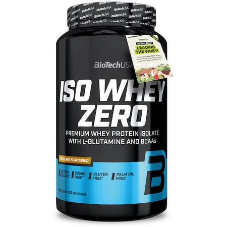 Biotech USA Iso Whey Zero з глютамином та BCAA без лактози, сироватковий протеїн без глютену зі смаком арахісу 908гр: ціни та характеристики