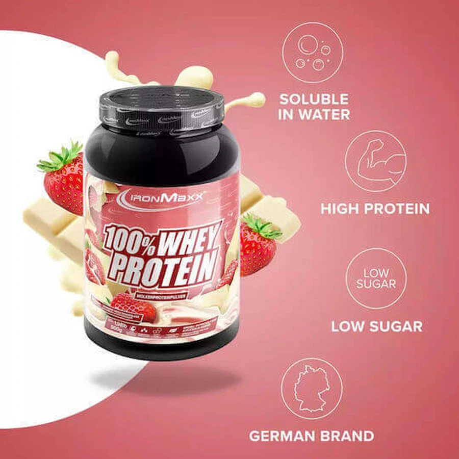 IronMaxx 100% Whey Protein Сывороточный протеин со вкусом белого шоколада и клубники 900 гр.: цены и характеристики