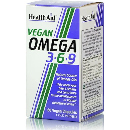Health Aid Веганська Омега 3 6 9 Підходить для дітей 60 рослинних капсул Без смаку: ціни та характеристики