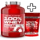Scitec Nutrition 100% Whey Protein Professional 2350г лимонний чізкейк та Scitec Nutrition 100% Whey Protein Professional 500г ваніль та ягоди в індивідуальній упаковці