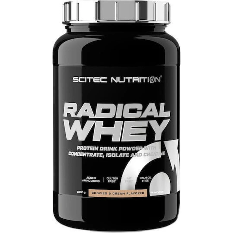 Scitec Nutrition Radical Whey Protein Сироватковий протеїн з креатином без глютену зі смаком печива та вершків 1 кг: ціни та характеристики