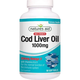 Natures Aid High Strength Cod Liver Oil Масло печени трески 1000 мг 90 софтгелей неароматизированное