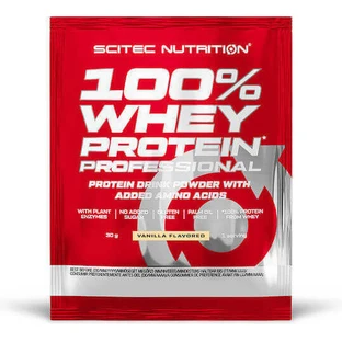 Scitec Nutrition 100% Whey Професійний сироватковий протеїн без глютену з ванільним смаком 30гр