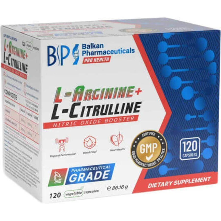 Balkan Pharmaceuticals L-аргинин + L-цитруллин 120 капсул: цены и характеристики
