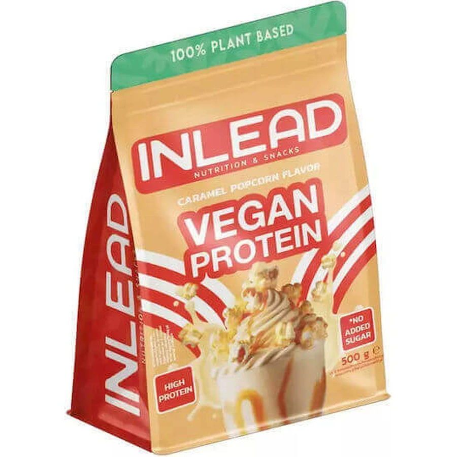 Inlead Nutrition Vegan Protein Соєвий протеїн без глютену та лактози зі смаком карамельного попкорну 500гр: ціни та характеристики