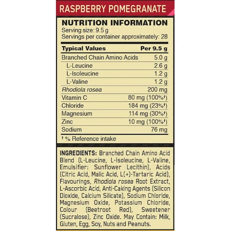Optimum Nutrition Gold Standard BCAA 266gr Raspberry Pomegranate: ціни та характеристики