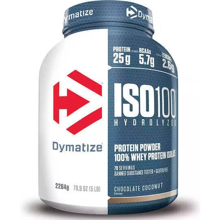 Dymatize ISO 100 Гідролізований сироватковий протеїн без глютену зі смаком кокосового шоколаду Кокос 2,264 кг: ціни та характеристики