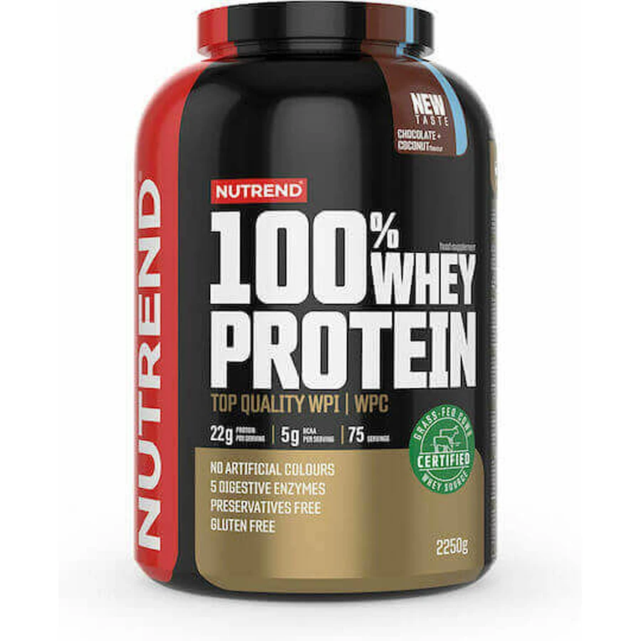 Nutrend 100% сывороточный протеин Whey Protein Whey Protein Gluten Free со вкусом шоколада и кокоса 2,25 кг: цены и характеристики