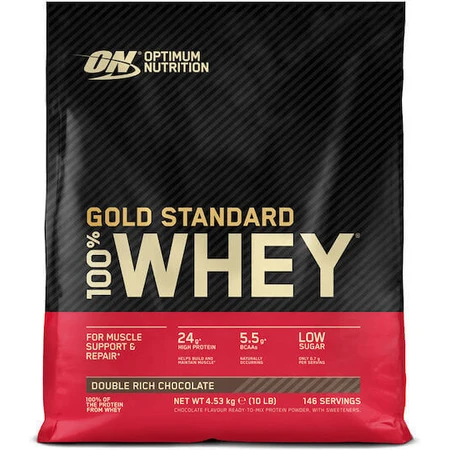 Optimum Nutrition Gold Standard 100% сироватковий протеїн зі смаком подвійного насиченого шоколаду 4,53 кг: ціни та характеристики
