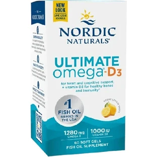 Nordic Naturals Ultimate Omega-D3 риб'ячий жир 1280мг 60 м'яких гелів Лимон