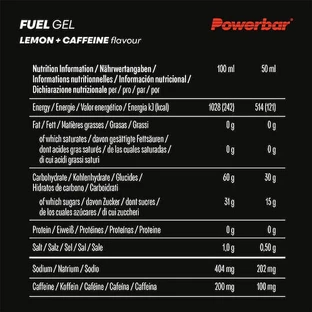 PowerBar Fuel Gel 30 с кофеином лимон 50гр