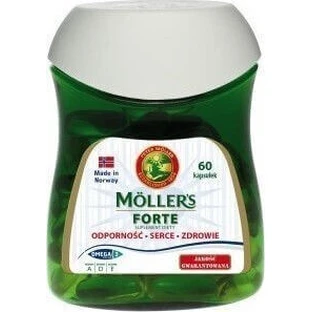 Moller's Forte Omega 3 Cod Liver and Fish Oil Suitable for children 60 caps Unflavoured