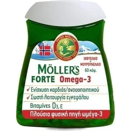 Moller's Forte Omega 3 Cod Liver and Fish Oil Suitable for children 60 caps Unflavoured: цены и характеристики