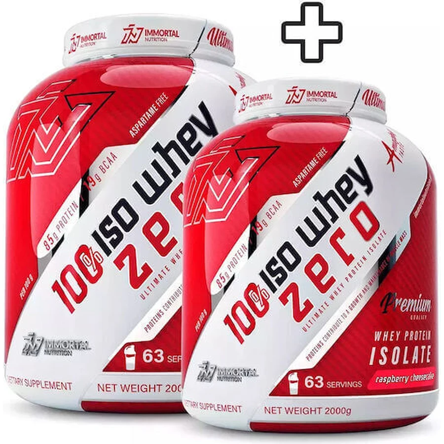 Immortal Nutrition 100% Iso Whey Нульовий сироватковий протеїн зі смаком малинового чізкейку 2х2кг: ціни та характеристики