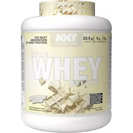 Nxt Nutrition Pure Whey Deluxe сироватковий протеїн без глютену зі смаком білого шоколаду Bellissimo 2,1 кг Nxt Nutrition Pure Whey Deluxe сироватковий протеїн без глютену зі смаком білого шоколаду Bellissimo 2,1 кг: ціни та характеристики