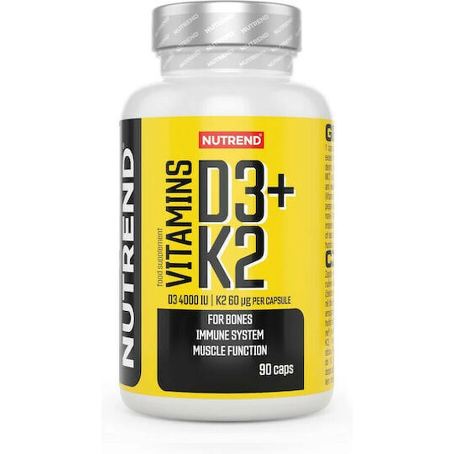 Nutrend Vitamins D3 + K2 Вітаміни для підтримки імунітету та здоров'я яєць 100 мг 90 капс.: ціни та характеристики