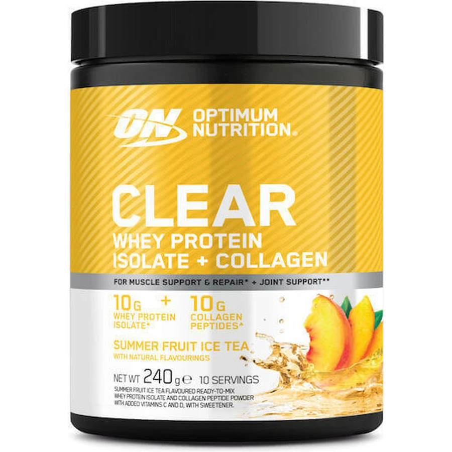 Optimum Nutrition Ізолят сироваткового протеїну + колаген без лактози зі смаком літнього фруктового чаю з льодом 240гр: ціни та характеристики