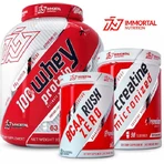 Immortal Nutrition 100% Whey Protein 100% Whey Protein 2000гр Крем-брюле, BCAA Rush 300гр полуниця і Epic Creatine 500гр без смаку: ціни та характеристики