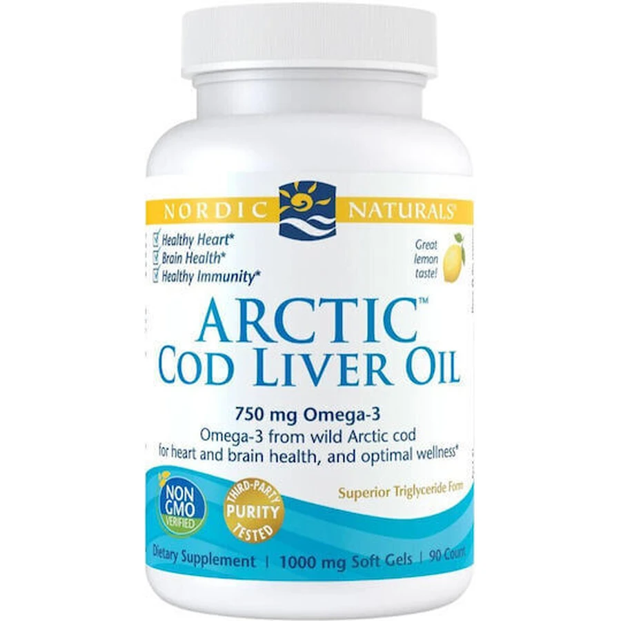 Nordic Naturals Arctic Cod Liver Oil Рыбий жир 750 мг 90 софтгелей Лимон: цены и характеристики