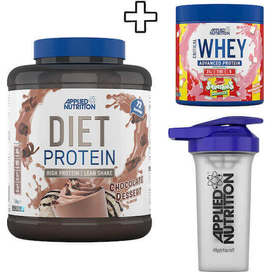 Applied Nutrition Дієтична сироватка 1800г шоколаду та Applied Nutrition Критична сироватка 150г Drumstick Squashies та Applied Nutrition Шейкер 700мл в індивідуальній упаковці: ціни та характеристики