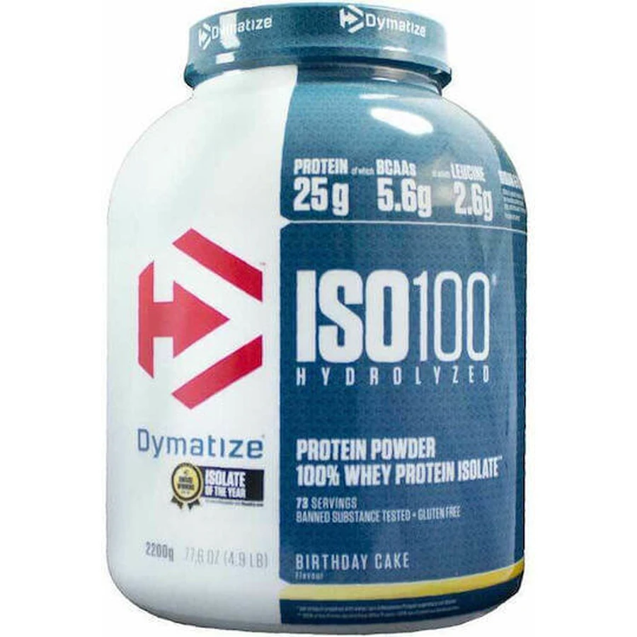 Dymatize ISO100 Гідролізований сироватковий протеїн без глютену зі смаком святкового торта 2,264 кг: ціни та характеристики