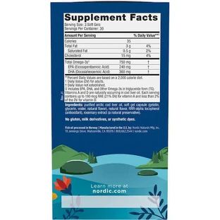 Nordic Naturals Arctic Cod Liver Oil 750mg 90 softgels Lemon
