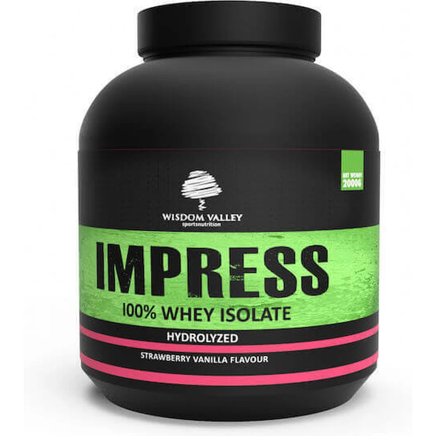 Wisdom Valley Impress 100% сироватковий протеїн зі смаком полуниці та ванілі 2 кг: ціни та характеристики