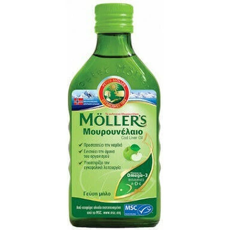 Moller's Cod Liver Oil Масло печени трески подходит для детей 250 мл Яблоко: цены и характеристики
