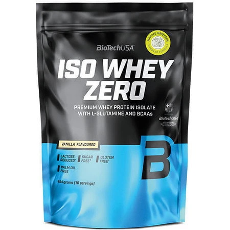 Biotech USA Iso Whey Zero Lactose Сироватковий протеїн зі зниженим вмістом лактози без глютену з ванільним смаком 454гр: ціни та характеристики