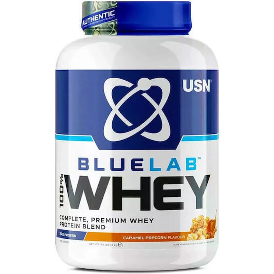 USN BlueLab 100% Whey Premium Whey Protein Сироватковий протеїн зі смаком карамельного попкорну 2 кг: ціни та характеристики