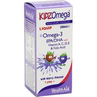 Health Aid KidzOmega Жидкий рыбий жир Омега 3 подходит для детей 200 мл Дикие фрукты