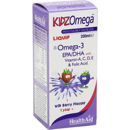 Health Aid KidzOmega Жидкий рыбий жир Омега 3 подходит для детей 200 мл Дикие фрукты: цены и характеристики