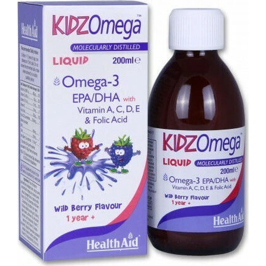 Health Aid KidzOmega Жидкий рыбий жир Омега 3 подходит для детей 200 мл Дикие фрукты: цены и характеристики
