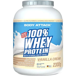 Body Attack 100% Whey Protein Сывороточный протеин со вкусом ванильного крема 2,3 кг