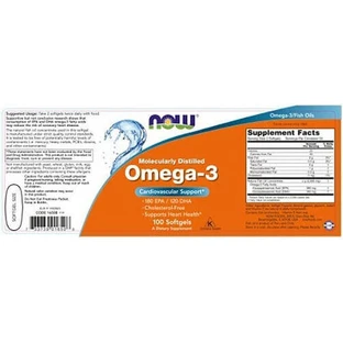 Now Foods Молекулярно дистильований риб'ячий жир Омега 3 1000 мг 30 м'яких гелів без смаку