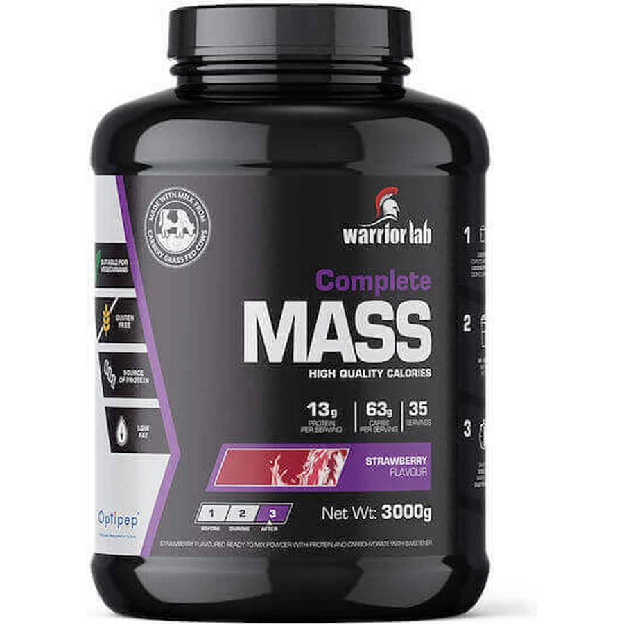 Warrior Lab Complete Mass Высококачественные калории без глютена со вкусом клубники 3 кг: цены и характеристики