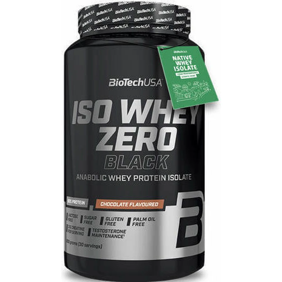 Biotech USA Iso Whey Zero Нульовий чорний сироватковий протеїн з креатином, без глютену і лактози зі смаком шоколаду 908гр: ціни та характеристики
