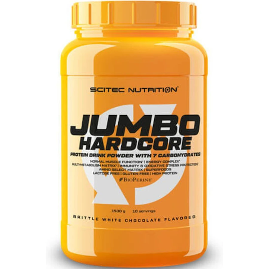 Scitec Nutrition Jumbo Hardcore Jumbo з креатином без глютену та лактози зі смаком крихкого білого шоколаду 1,53 кг: ціни та характеристики