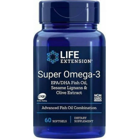 Life Extension Super Omega-3 Fruit Extract EPA/DHA Fish Oil with Sesame Lignans and Olive Fruit Extract 60 softgels Unflavoured: цены и характеристики